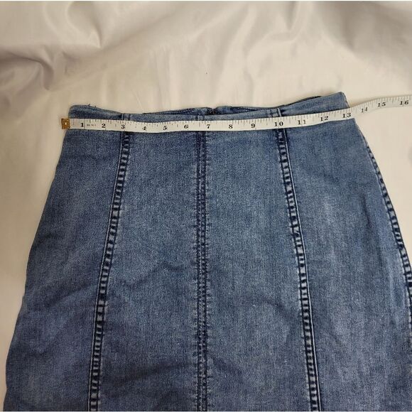 FREE PEOPLE modern femme stretch light denim‎ micro mini skirt 6 - Picture 12 of 13